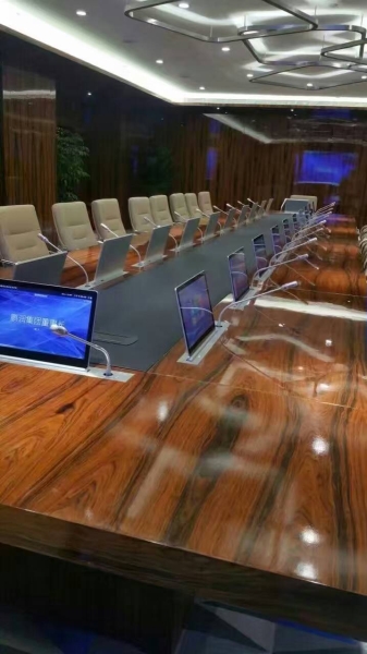 超薄一體帶話筒升降會議桌（含超薄顯示器、話筒和顯示器分開升降）